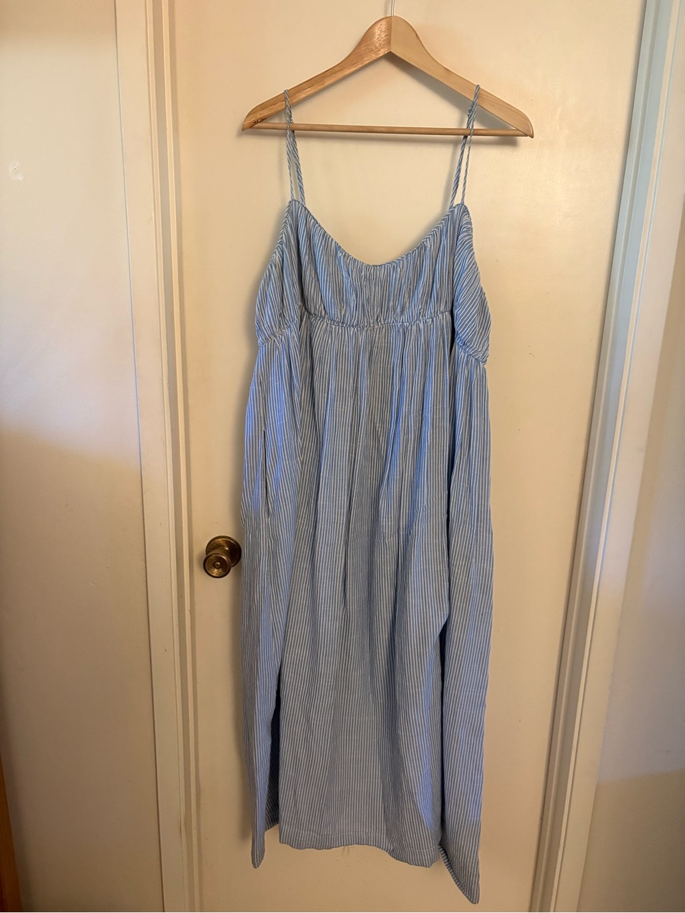 J. Crew Blue & White Striped Spaghetti Strap Slip